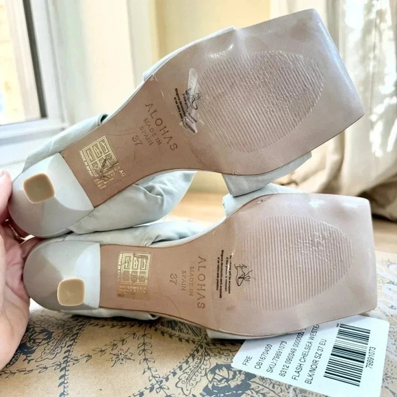 New Free People Alohas Natasha Puffy Mule Heels Sandals White US 6.5 / EUR 37 - Picture 10 of 14